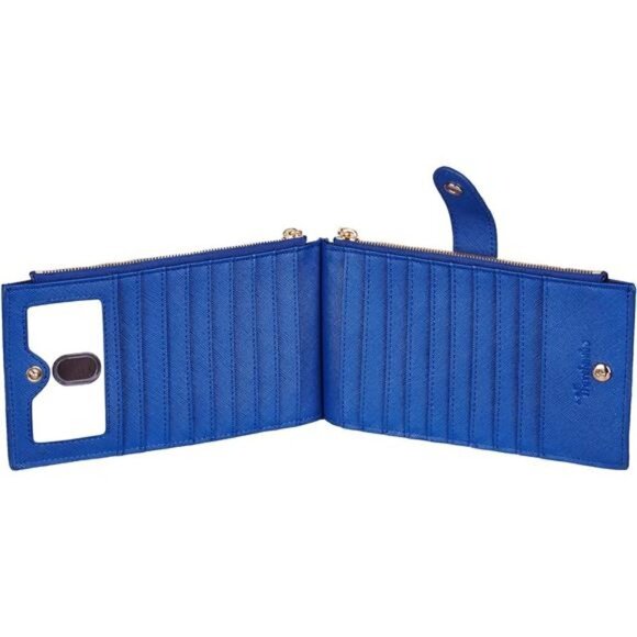Women's Wallet RFID Blocking Bi fold Multi Card Wallet Zipper Pocket BLUE NEW - Picture 4 of 4